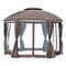 Edge Collections -12' x 9.1'-Brown-Stylish Outdoor Gazebo with Double Roof and Privacy Curtains-1 pcs